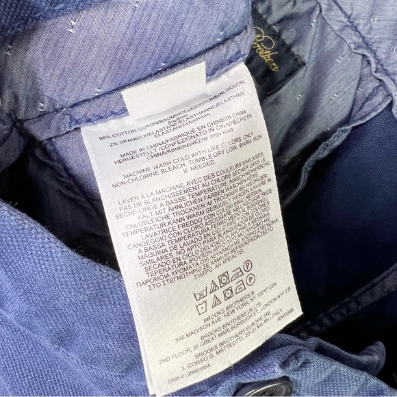 Brooks Brothers Clark Fit Chino Pants Blue Straight Leg Trousers Cotton W34 L32 - Picture 10 of 10